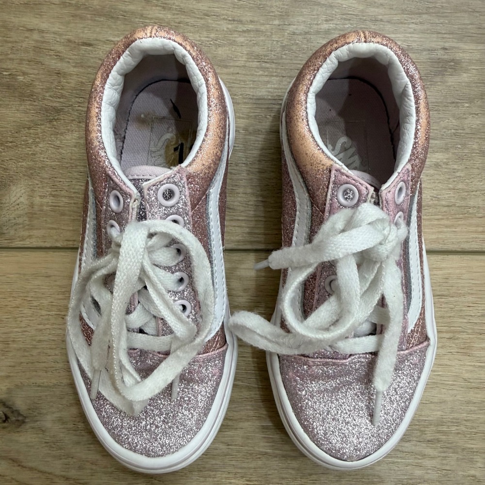 Vans Old Skool Pink Glitter Skate Sneakers Kids Size 12.0 Low Top Shoes - Picture 5 of 11